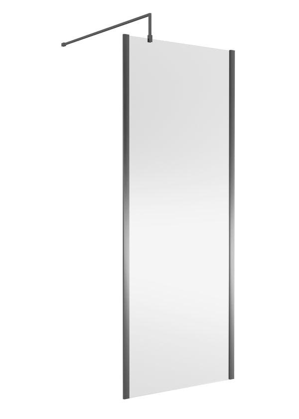 800mm Wetroom Screen Outer Frame 1850x8mm - Brushed Pewter